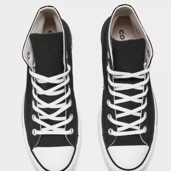 Converse Platform Black and White Chuck Taylor Woman's High-Top Sneakers Size 5 - Picture 2 of 7